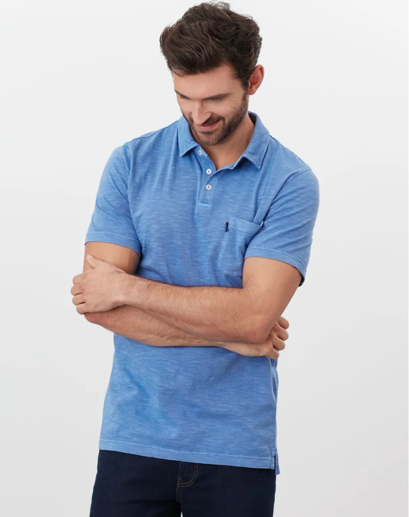 Whitby Garment Dyed Blue Polo